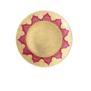 RARE AOFI Porzellan Manufakt Germany Hanging Plate Gold Fuchsia Karlsbader